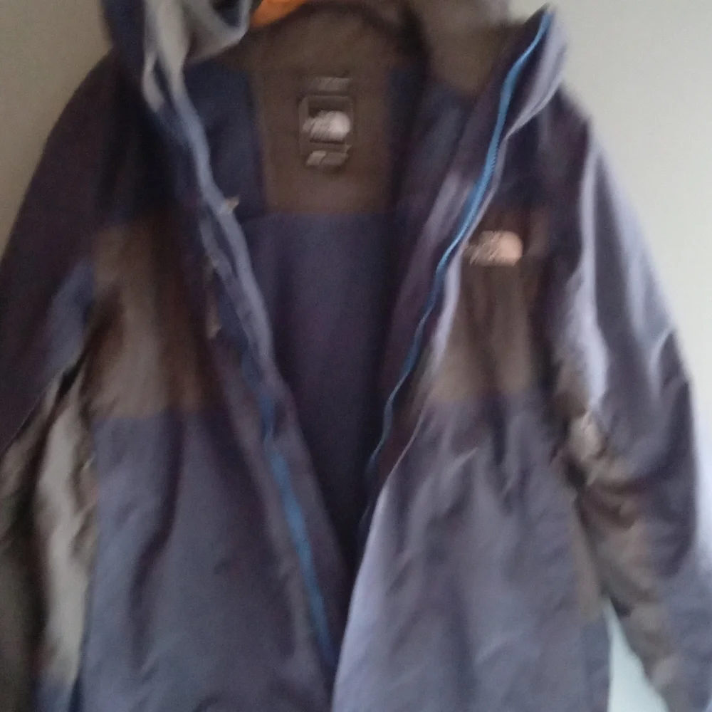 The North Face Mens Jacket Blue Brown Hooded Zip Up‎ Outdoor Casual Size Large